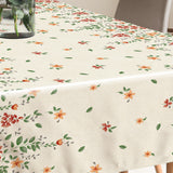 Flora Sand – Geprägte Wachstuch Tischdecke mit Blumenbordüre, Muster