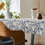 Florena Blue – Extra starke Wachstuch Tischdecke mit Textiloptik