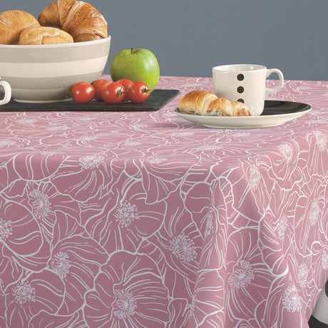 Floret Rose – Extra starke Wachstuch Tischdecke in Textiloptik, Ecke