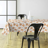 Flory Ochre - Wachstuch Tischdecke mit Blumen in warmen Ockernuancen, Ambiente