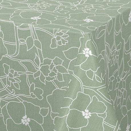 Flower Jam Sage – Captain Cook Wachstuch Tischdecke mit dezentem Blumendruck, Ecke