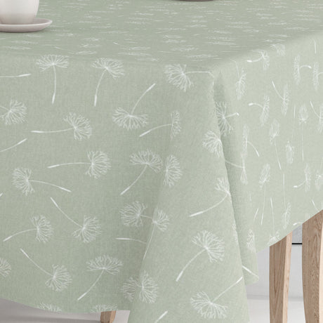 Frøvik Grün – extra breite Wachstuch Tischdecke in Leinenoptik, 180 cm, Ecke