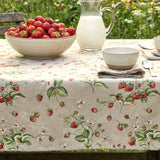 Fragole d’Estate – Abwaschbare Tischdecke in Leinenoptik mit Erdbeeren, Gartenambiente