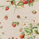 Fragole d’Estate – Abwaschbare Tischdecke in Leinenoptik mit Erdbeeren, Muster 1