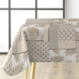 Ginger Luxury Naturel – Wachstuch Tischdecke mit botanischem Patchworkmuster, Ecke
