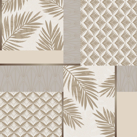 Ginger Luxury Naturel – Wachstuch Tischdecke mit botanischem Patchworkmuster