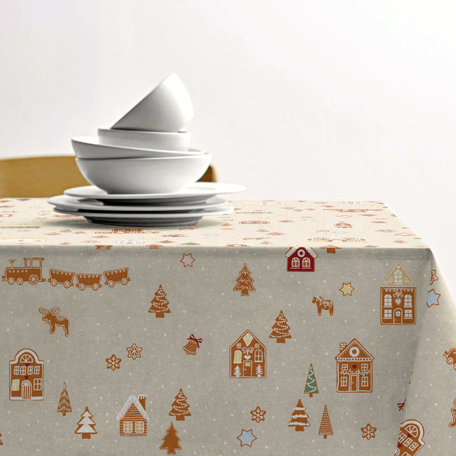 Gingerbread Weihnachtstischdecke – abwaschbare Södahl Tischdecke aus 100% Baumwolle mit rutschfester Unterseite