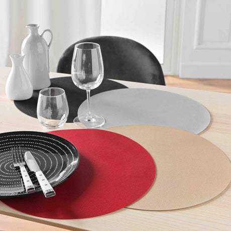 Granis Gold - Rundes Tischset aus Kunstleder Ø 38 cm, wendbar, Auswahl