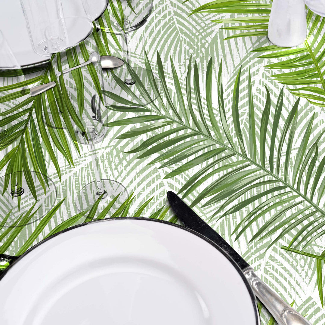 Green Feuilles – Runde Wachstuch-Tischdecke Ø 155 cm, Nahaufnahme