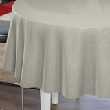 Groblad Beige – Runde Wachstuch-Tischdecke in Leinenoptik