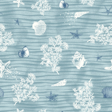 Havbris Blau – Wachstuch Tischdecke mit maritimen Details, Muster