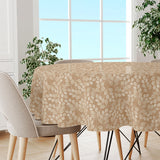 Hessian Leaf Beige – Runde leicht geprägte Wachstuch Tischdecke mit Blattmuster, Ambiente
