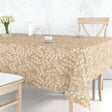 Hessian Leaf Beige – Leicht geprägte Wachstuch Tischdecke mit Blattmuster