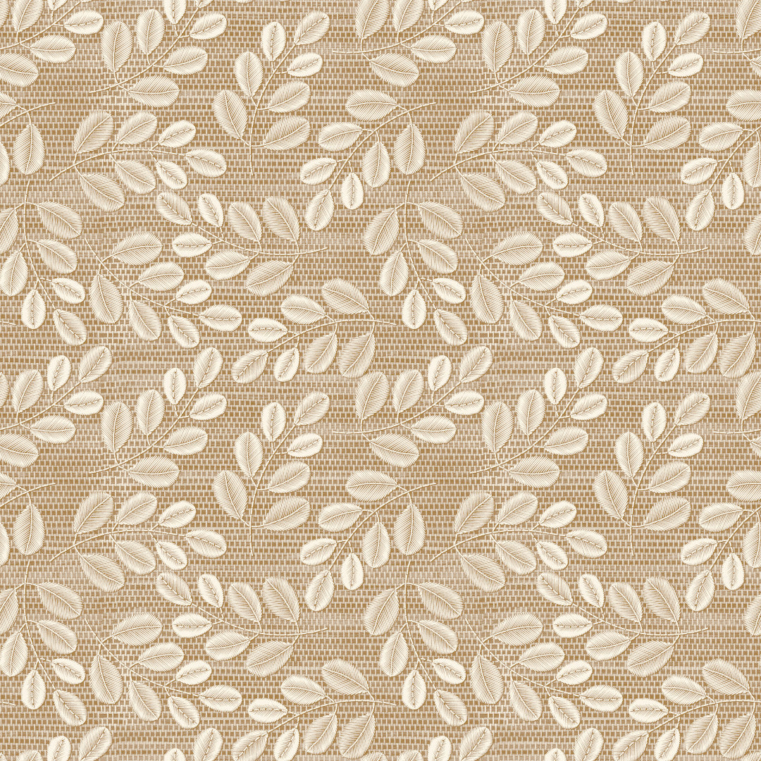 Hessian Leaf Beige – Leicht geprägte Wachstuch Tischdecke mit Blattmuster, Muster