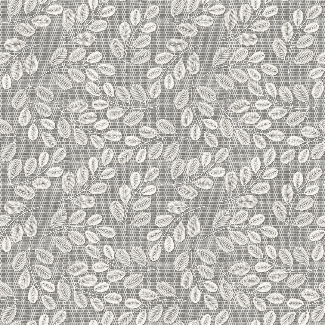Hessian Leaf Grau – leicht geprägte Wachstuch Tischdecke mit Blattmuster, Muster