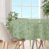Hessian Leaf Grün – Runde Wachstuch Tischdecke, rund, leicht geprägt, mit Blattmuster, Ambiente
