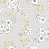 Hortense - Wachstuch Tischdecke mit floralem Muster in goldenen und neutralen Tönen