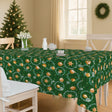 Weihnachtskugeln & Kränze – grüne Wachstuch Tischdecke für Weihnachten, Ambiente