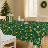 Weihnachtskugeln & Kränze – grüne Wachstuch Tischdecke für Weihnachten, Ambiente