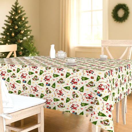 Weihnachtsmann & Schneemann – abwaschbare Weihnachtstischdecke mit klassischer Weihnachtsstimmung, Ambiente