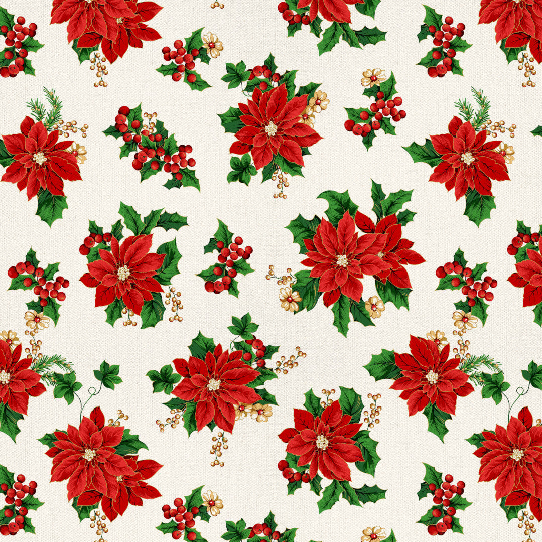 Weihnachtsstern & Efeu – Klassische Weihnachtstischdecke mit Acrylbeschichtung, Muster