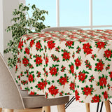 Weihnachtsstern & Efeu – Runde klassische Weihnachtstischdecke mit Acrylbeschichtung