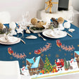 Grignols Blau – Festliche Wachstuch Tischdecke für Weihnachten mit Weihnachtsmännern und Schneemännern