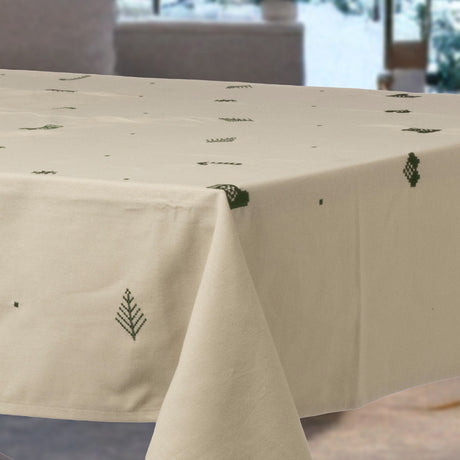 Julia Grün - Bestickte Weihnachtstischdecke, 100% Baumwolle - 140 x 220 cm, Ecke