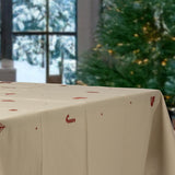 Julia Rot - Bestickte Weihnachtstischdecke, 100% Baumwolle - 140 x 270 cm, Tischende