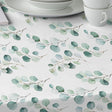 Junos Eucalyptus – Abwaschbare Tischdecke mit Aquarellblättern, Nahaufnahme