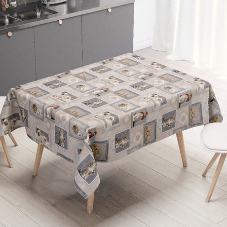 Killingegalleri – beige Wachstuch Tischdecke mit Kätzchen in Rahmen, Ambiente