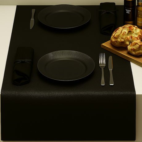 Kunstleder-Tischläufer Noblessa - Extra stark Dinner 4 two - 50 x 140 cm - Schwarz