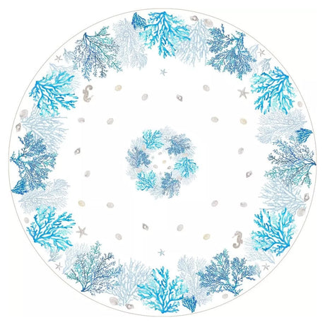 Lagon Blau – Runde Provence-Tischdecke Ø 180, Muster