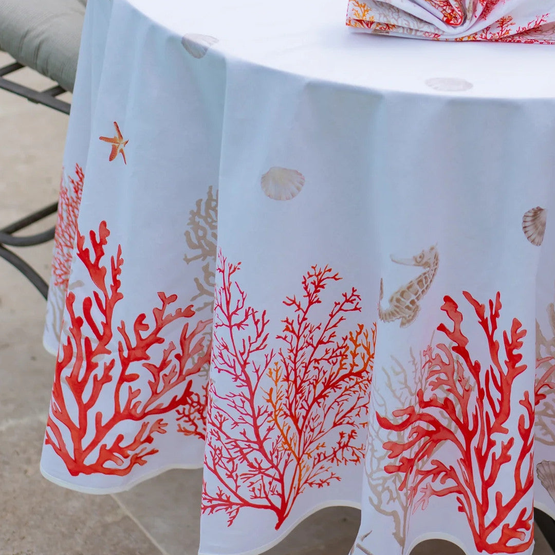 Lagon Corail - Runde Provence-Tischdecke Ø 180, Nahaufnahme