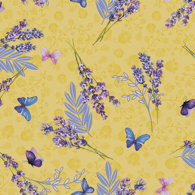 Lavender Soleil – Farbenfrohe Wachstuch Tischdecke mit Lavendel und Schmetterlingen