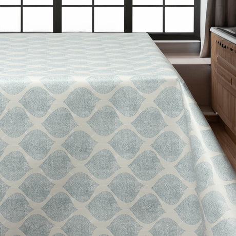 Leafy Soft Blue - Wachstuch Tischdecke mit sanftem grafischem Look