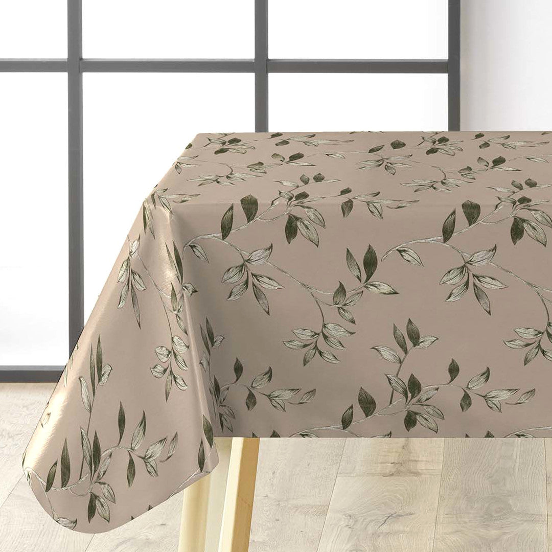 Liane Golden Vine - Wachstuch Tischdecke mit Blattranken in goldenen Nuancen, Ecke