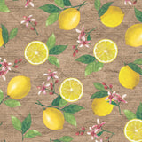 Limonata – Wachstuch Tischdecke in Beige mit Zitronen und Juteoptik, Muster