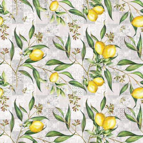 Limonero – Abwaschbare Tischdecke mit Zitronen und Patchworkmuster