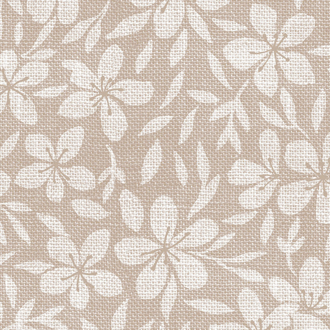 Linen Leaf Natur – leicht geprägte Wachstuch Tischdecke mit Blattmuster, Nahaufnahme