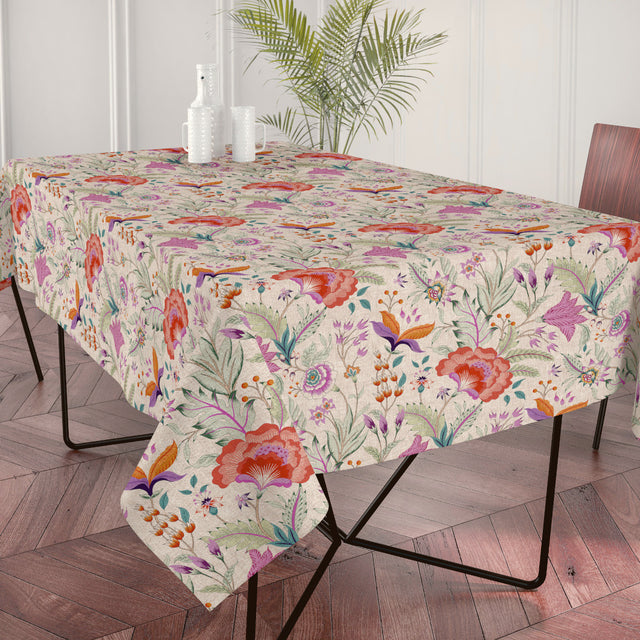 Lino Fiora – Abwaschbare Tischdecke mit Blumen in eleganter Leinenoptik