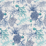 Lino Mare – Abwaschbare Tischdecke mit maritimem Korallenmotiv in Leinenoptik, Muster