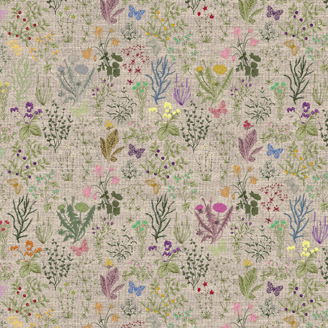 Lino Meadow – Abwaschbare Tischdecke in Leinenoptik mit Blumen- und Naturmotiv, 160 cm, Muster