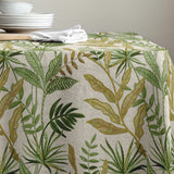 Lino Verdea – Abwaschbare Tischdecke mit botanischem Muster in eleganter Leinenoptik, Ecke