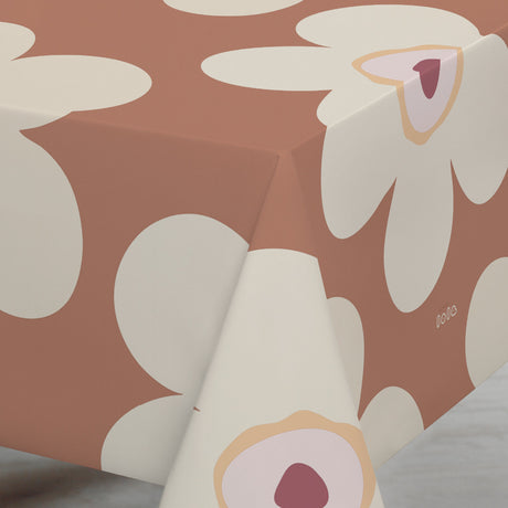Lola Wachstuch Tischdecke - Big Flower Chai Latte, Ecke