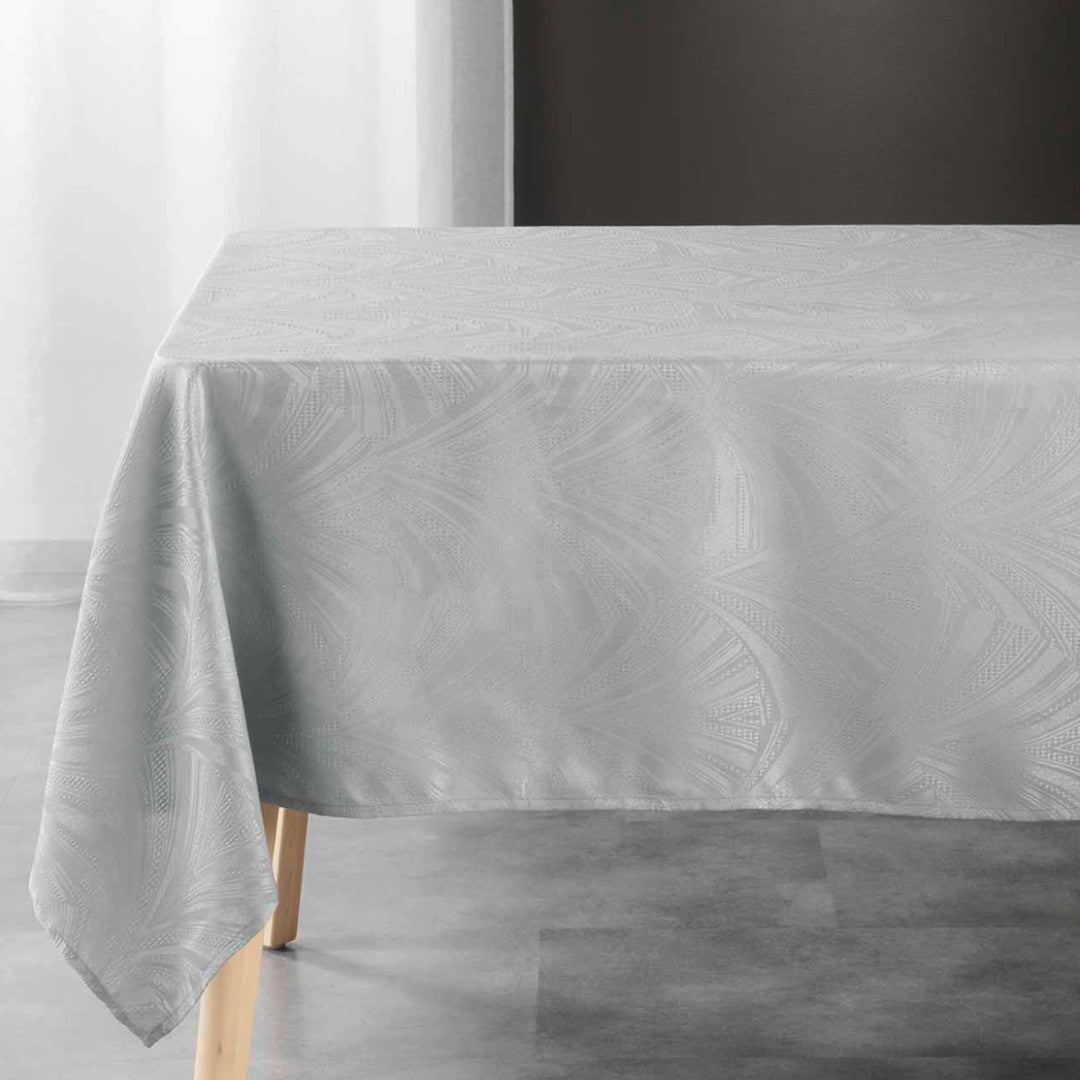 Lolly Grey – Damasttischdecke mit grafisch gewebtem Muster – 140 x 240 cm