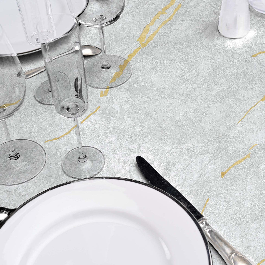 Lustral Metallic - Elegante Wachstuch Tischdecke mit Marmorstruktur und Goldadern, Nahaufnahme