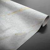 Lustral Metallic - Elegante Wachstuch Tischdecke mit Marmorstruktur und Goldadern, aufgerollt