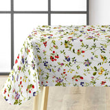 Lydia Sommerbær - Wachstuch Tischdecke mit wilden Beeren und Blumen in fröhlichen Farben, Ecke