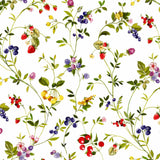 Lydia Sommerbær - Wachstuch Tischdecke mit wilden Beeren und Blumen in fröhlichen Farben, Muster